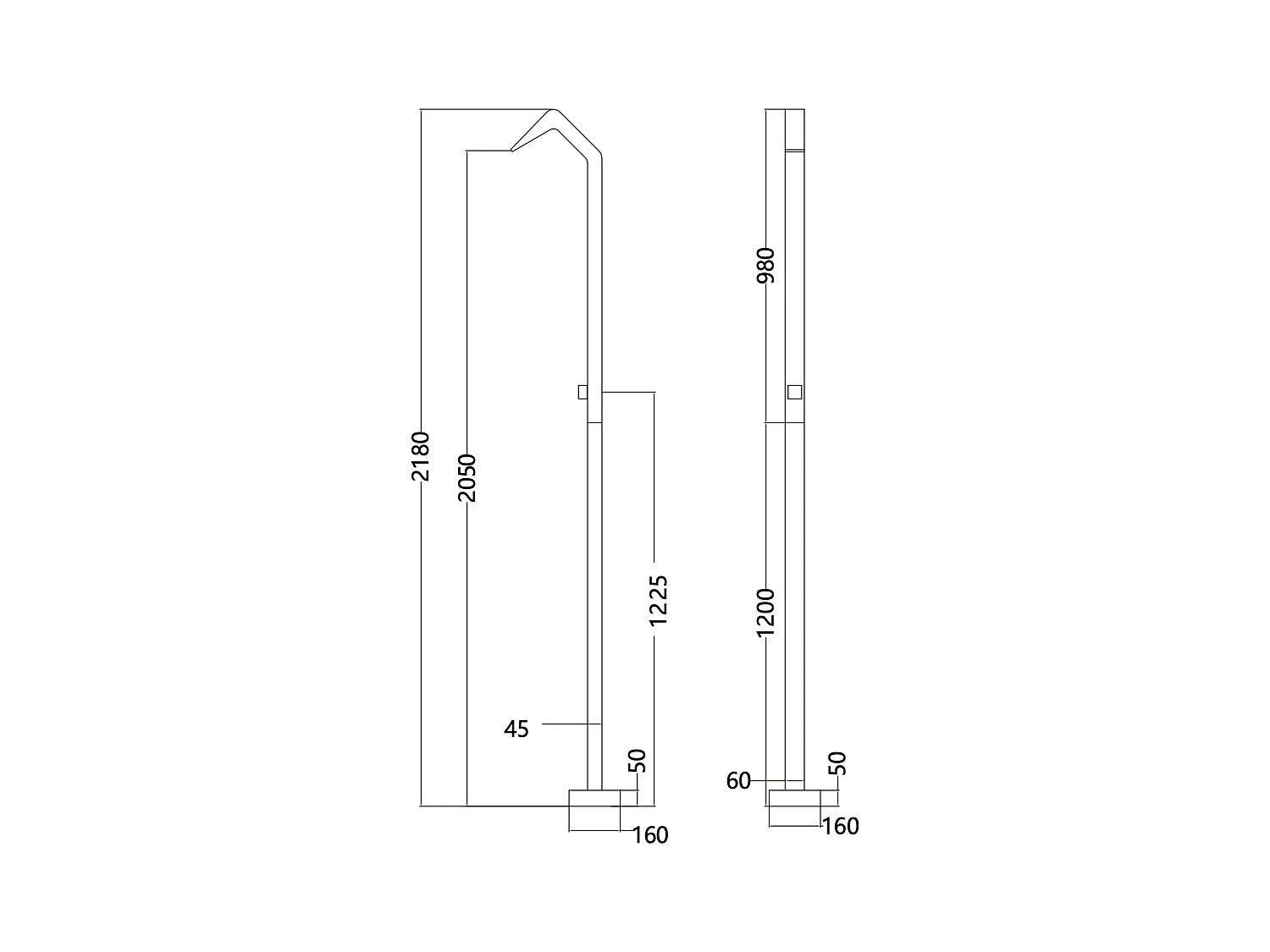 Douche de piscine Niagara en Acier Inox.S316 Moka – Tête 60x45mm /Corps 60x45mm/H. 2,18m – Garantie 10 ans - POOLIMEX