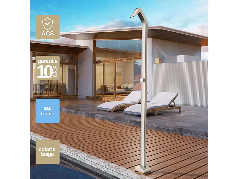 Douche de piscine Niagara en Acier Inox.S316 Moka – Tête 60x45mm /Corps 60x45mm/H. 2,18m – Garantie 10 ans - POOLIMEX