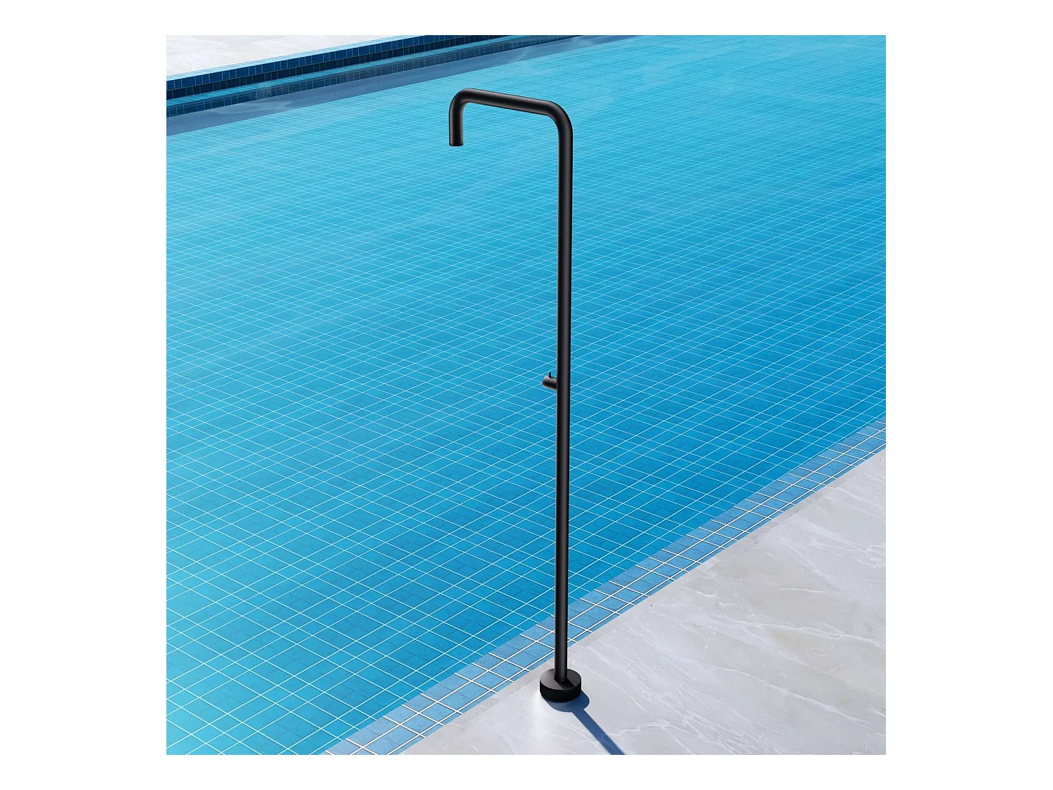 Douche de piscine Utah en Acier Inox.S316 Noir Mat – Tête Ø50cm /Corps Ø50mm/H. 2,36m – Garantie 10 ans - POOLIMEX