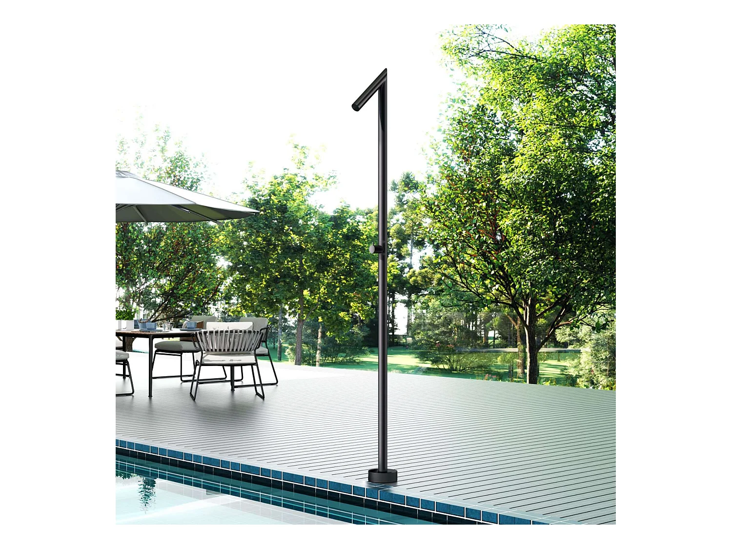 Douche de piscine Oklhaoma en Acier Inox.S316  – Tête Ø50mm /Corps Ø50mm/H. 2,21m – Garantie 10 ans - POOLIMEX