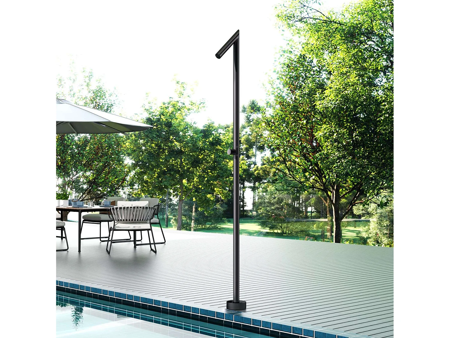 Douche de piscine Oklhaoma en Acier Inox.S316  – Tête Ø50mm /Corps Ø50mm/H. 2,21m – Garantie 10 ans - POOLIMEX