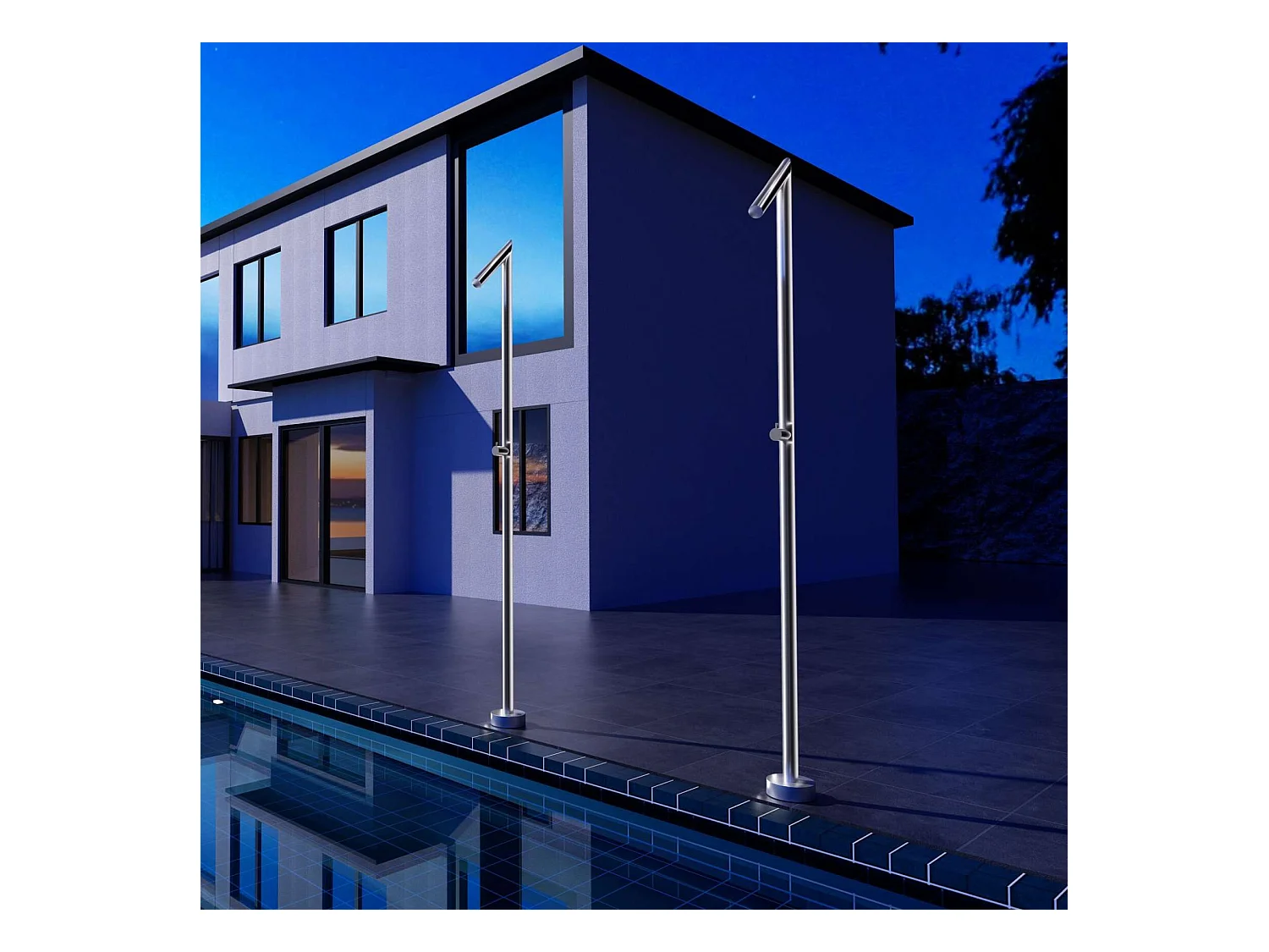 Douche de piscine Oklhaoma en Acier Inox.S316 Noir Mat – Tête Ø50mm /Corps Ø50mm/H. 2,21m – Garantie 10 ans - POOLIMEX