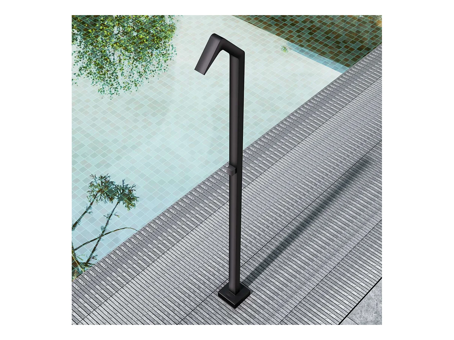Douche de piscine Niagara en Acier Inox.S316 Noir Matt – Tête 60x45mm /Corps 60x45mm/H. 2,18m – Garantie 10 ans - POOLIMEX
