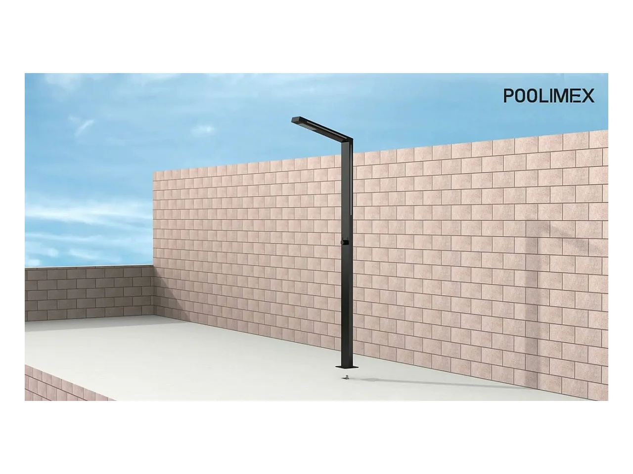 Douche de piscine Sense Éclairage Led en Acier Inox.S316 Noir Mat – Tête 54mm /H. 2,07m – Garantie 10 ans - POOLIMEX