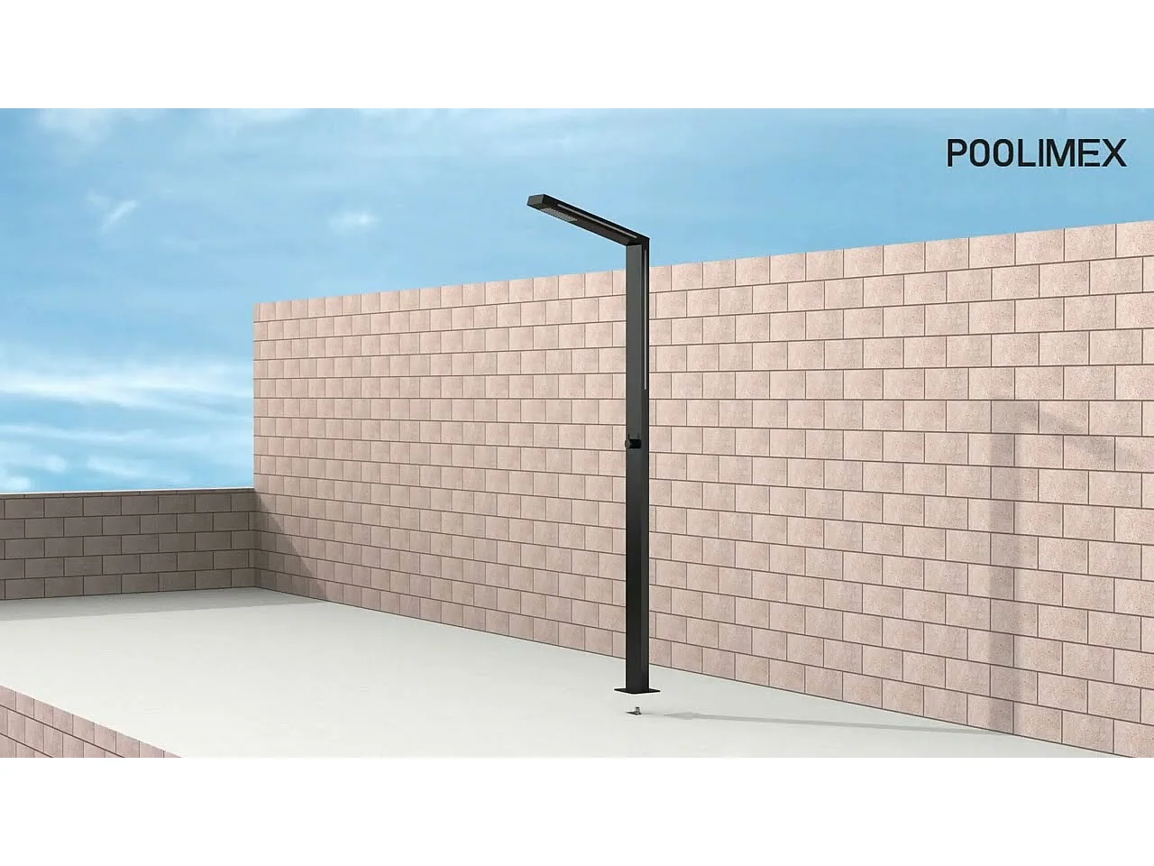 Douche de piscine Sense Éclairage Led en Acier Inox.S316 Noir Mat – Tête 54mm /H. 2,07m – Garantie 10 ans - POOLIMEX