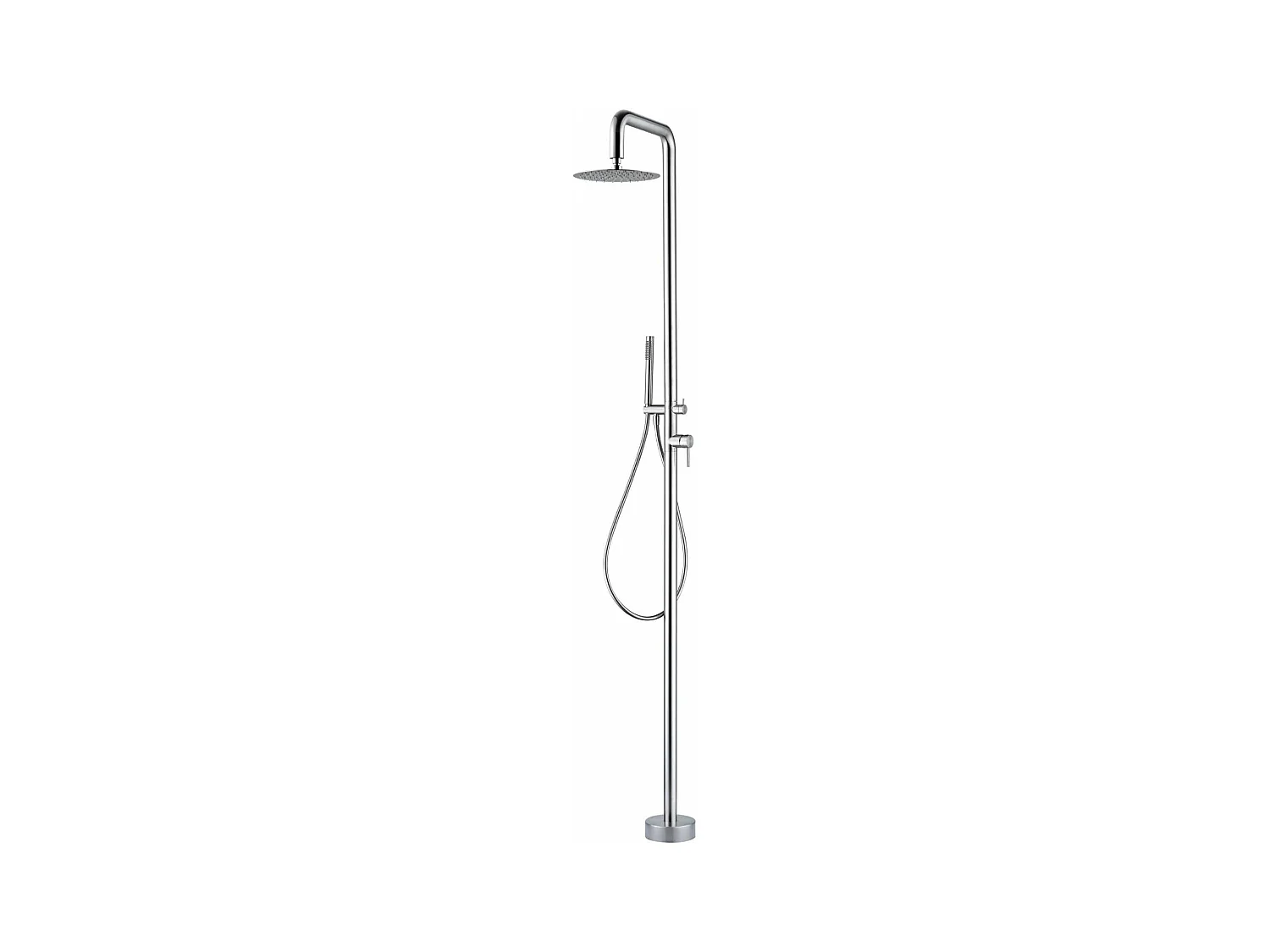 Douche de piscine Florida en Acier Inox.S316 – Tête Ø25cm /Corps Ø42mm/H. 2,22m – Garantie 10 ans - POOLIMEX