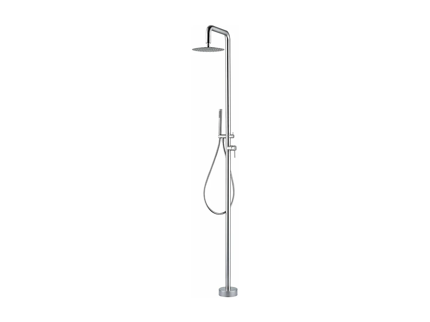 Douche de piscine Florida en Acier Inox.S316 – Tête Ø25cm /Corps Ø42mm/H. 2,22m – Garantie 10 ans - POOLIMEX