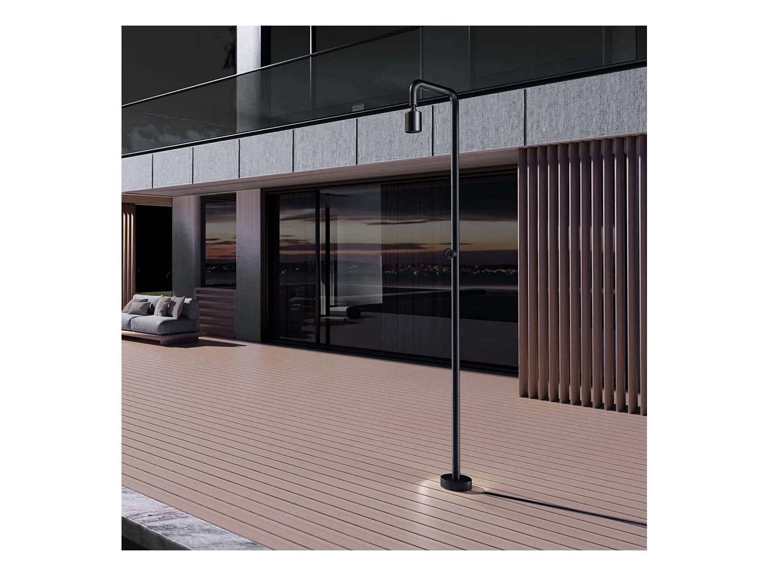 Douche de piscine Pool en Acier Inox.S316  Noir Mat – Tête Ø80mm /Corps Ø42mm/H. 2,36m – Garantie 10 ans - POOLIMEX