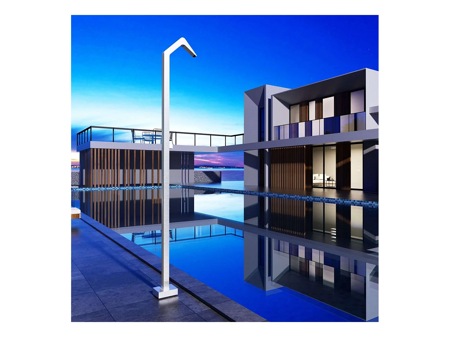 Douche de piscine Niagara en Acier Inox.S316 – Tête 60x45mm /Corps 60x45mm/H. 2,18m – Garantie 10 ans - POOLIMEX