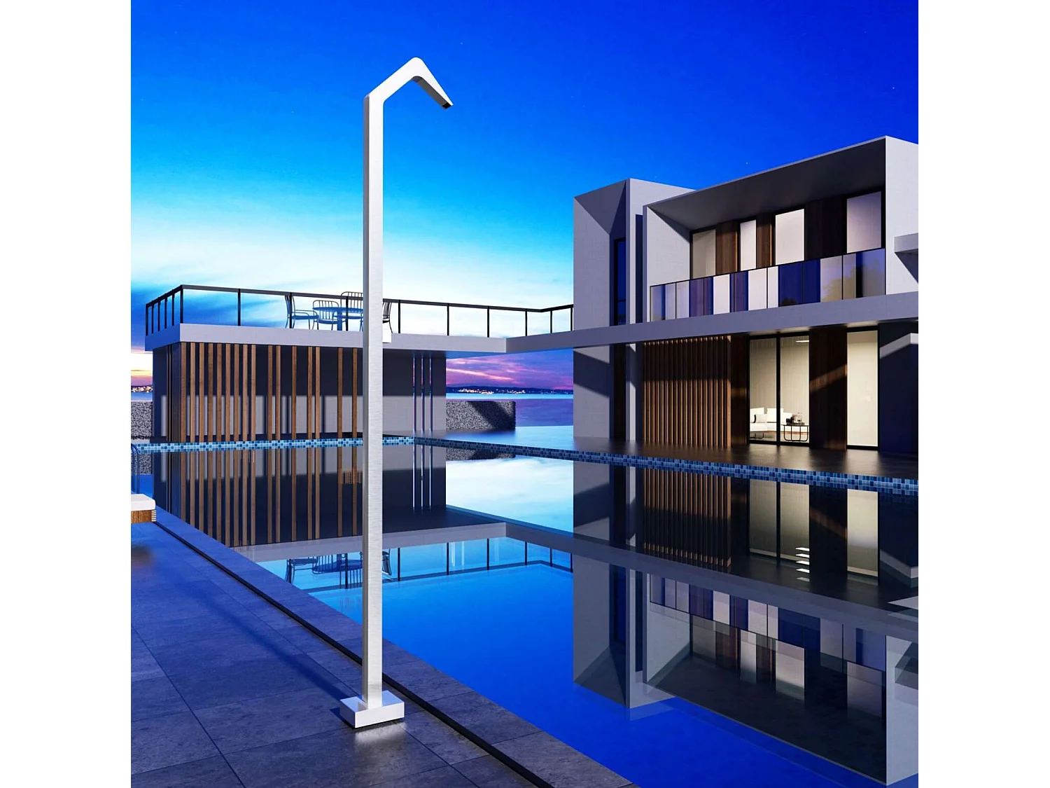 Douche de piscine Niagara en Acier Inox.S316 – Tête 60x45mm /Corps 60x45mm/H. 2,18m – Garantie 10 ans - POOLIMEX