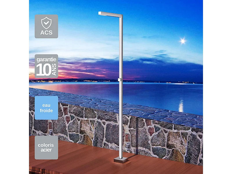 Douche de piscine Alabama en Acier Inox.S316 – Tête 40x40mm /Corps 40x40mm/H. 2,25m – Garantie 10 ans - POOLIMEX