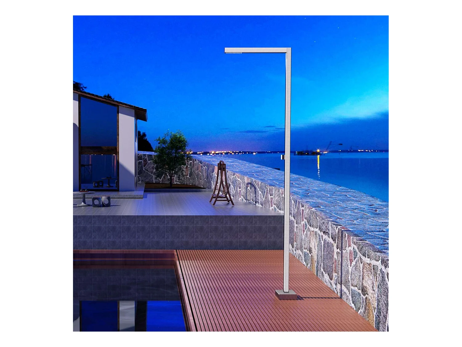 Douche de piscine Alabama en Acier Inox.S316 – Tête 40x40mm /Corps 40x40mm/H. 2,25m – Garantie 10 ans - POOLIMEX