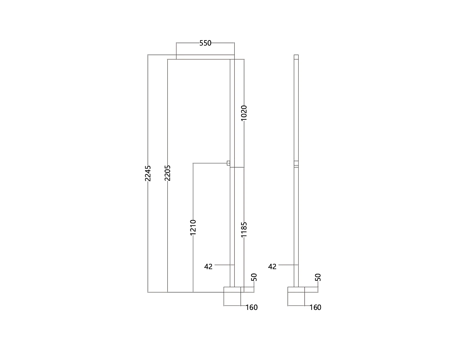 Douche de piscine Alabama en Acier Inox.S316 – Tête 40x40mm /Corps 40x40mm/H. 2,25m – Garantie 10 ans - POOLIMEX