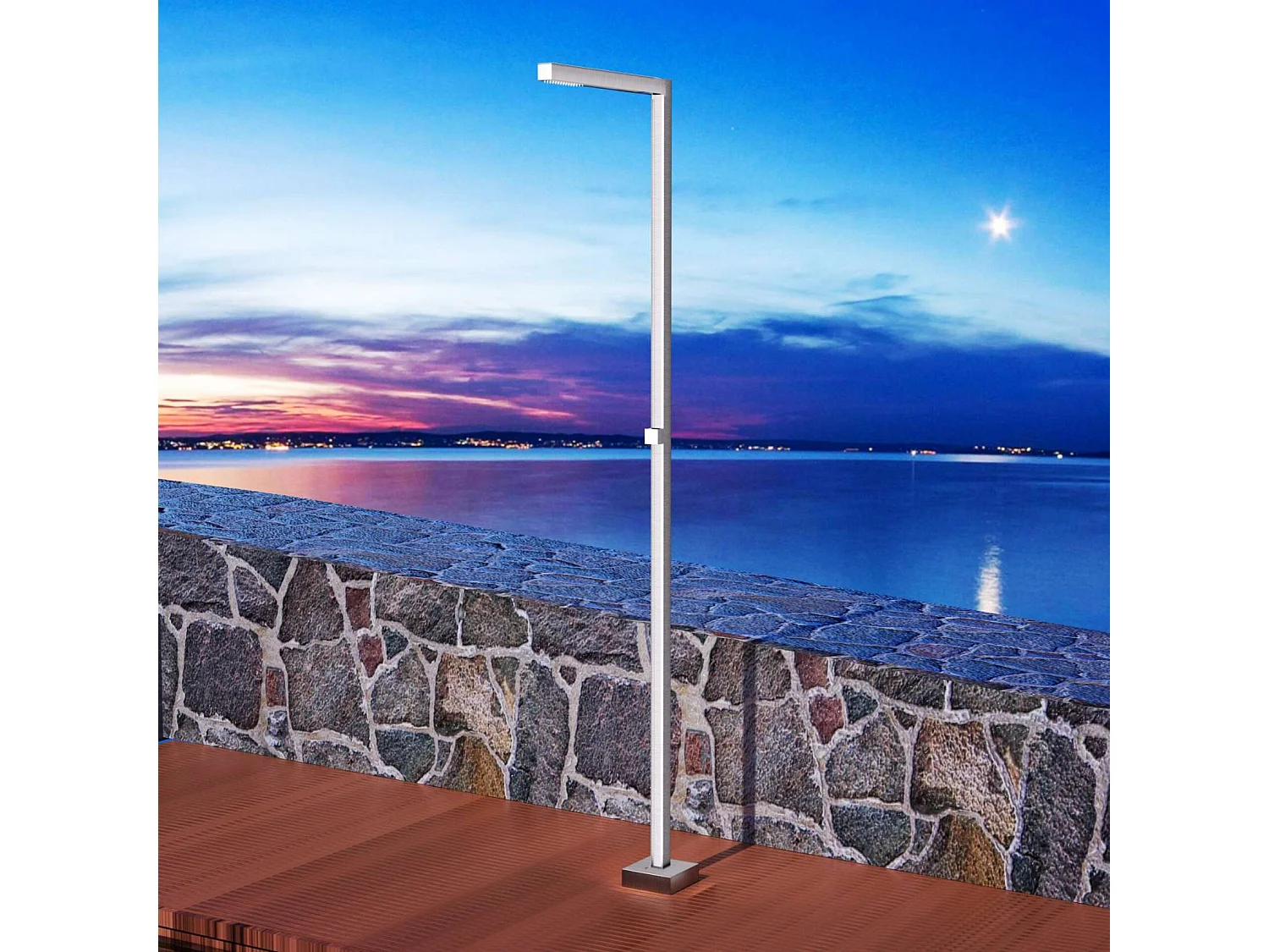 Douche de piscine Alabama en Acier Inox.S316 – Tête 40x40mm /Corps 40x40mm/H. 2,25m – Garantie 10 ans - POOLIMEX