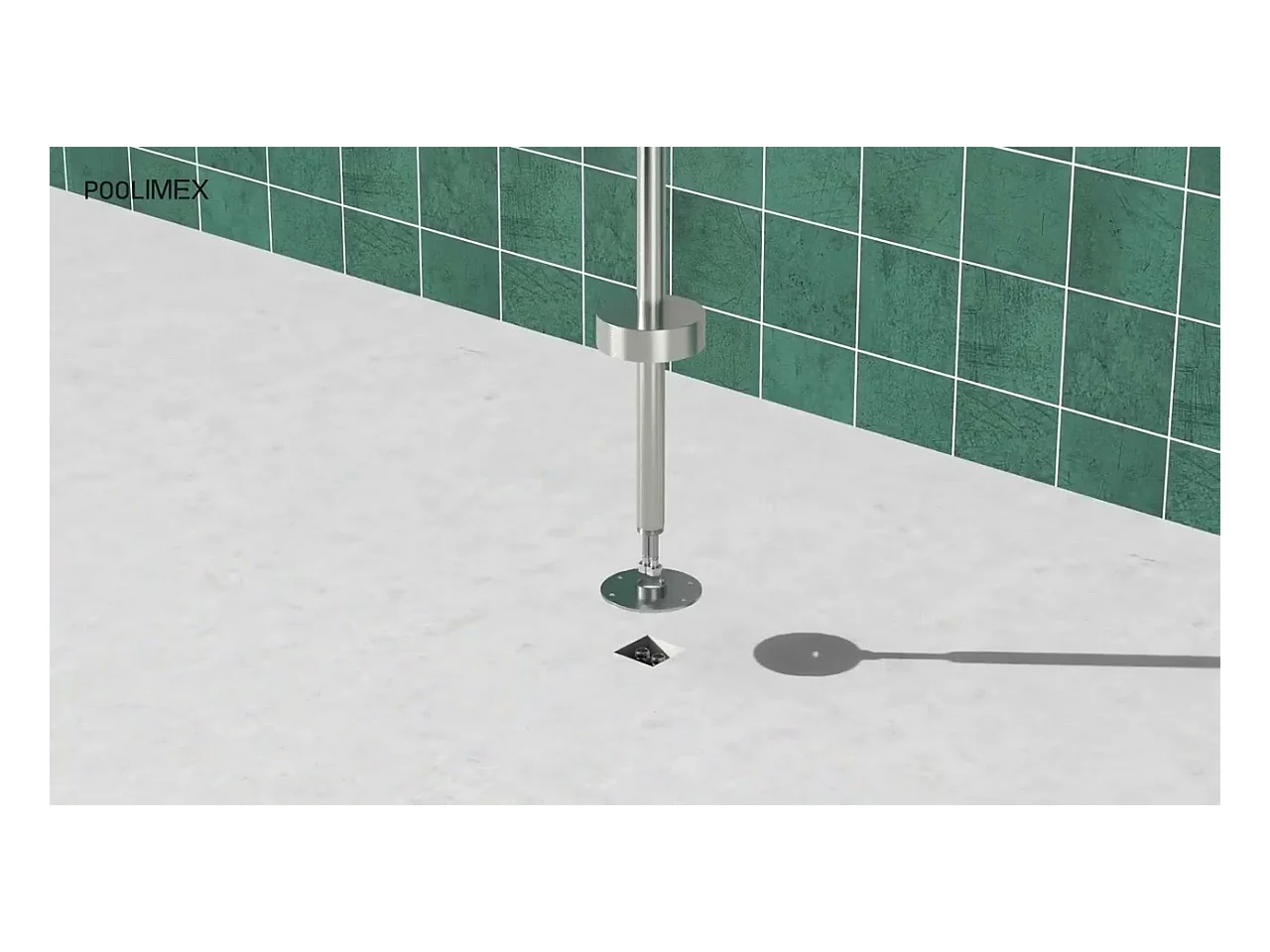 Douche de piscine Kansas en Acier Inox.S316 – Tête Ø25cm /Corps Ø50mm/H. 2,20m – Garantie 10 ans - POOLIMEX