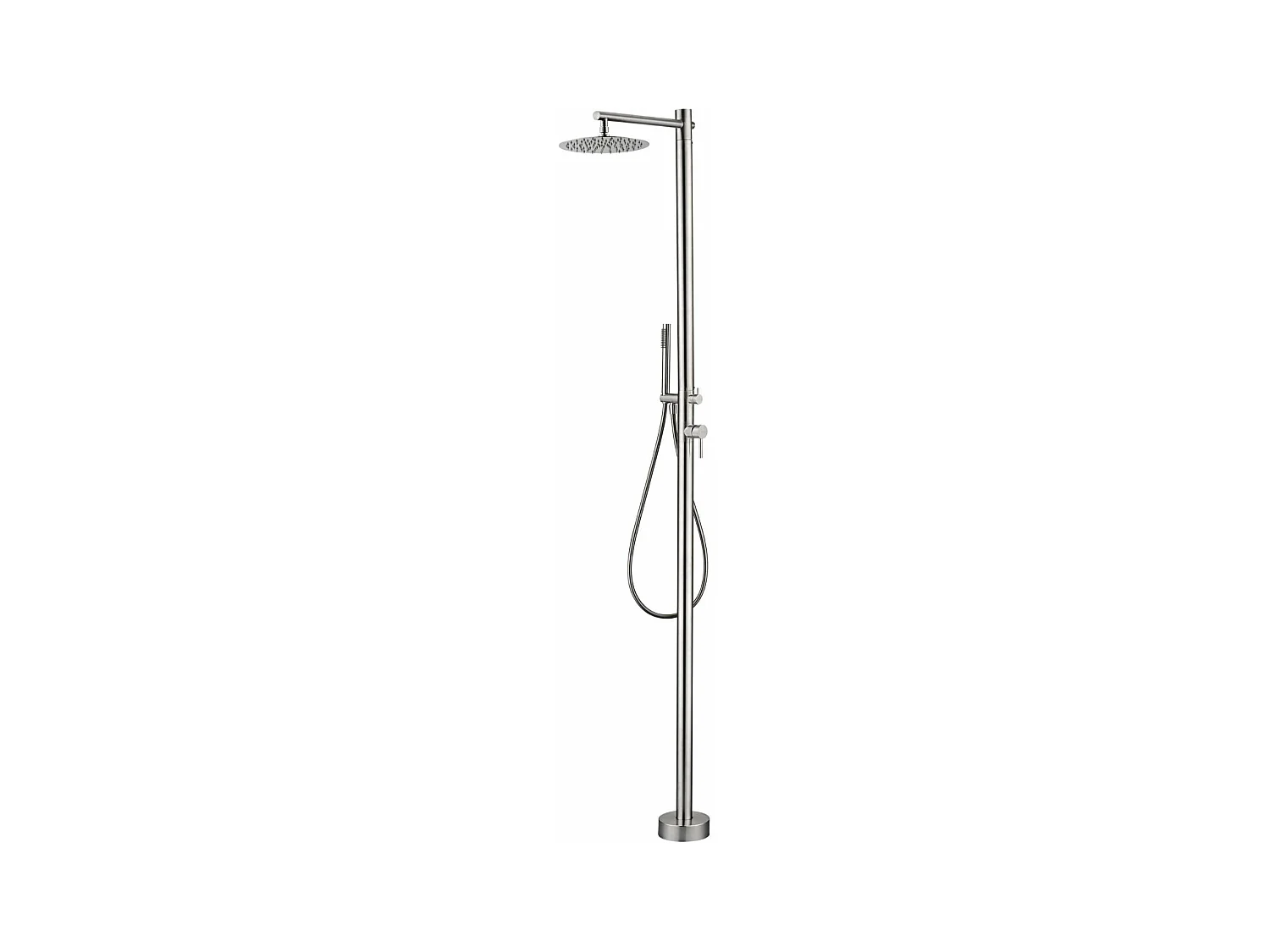 Douche de piscine Kansas en Acier Inox.S316 – Tête Ø25cm /Corps Ø50mm/H. 2,20m – Garantie 10 ans - POOLIMEX