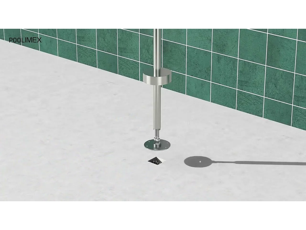 Douche de piscine Kansas en Acier Inox.S316 – Tête Ø25cm /Corps Ø50mm/H. 2,20m – Garantie 10 ans - POOLIMEX