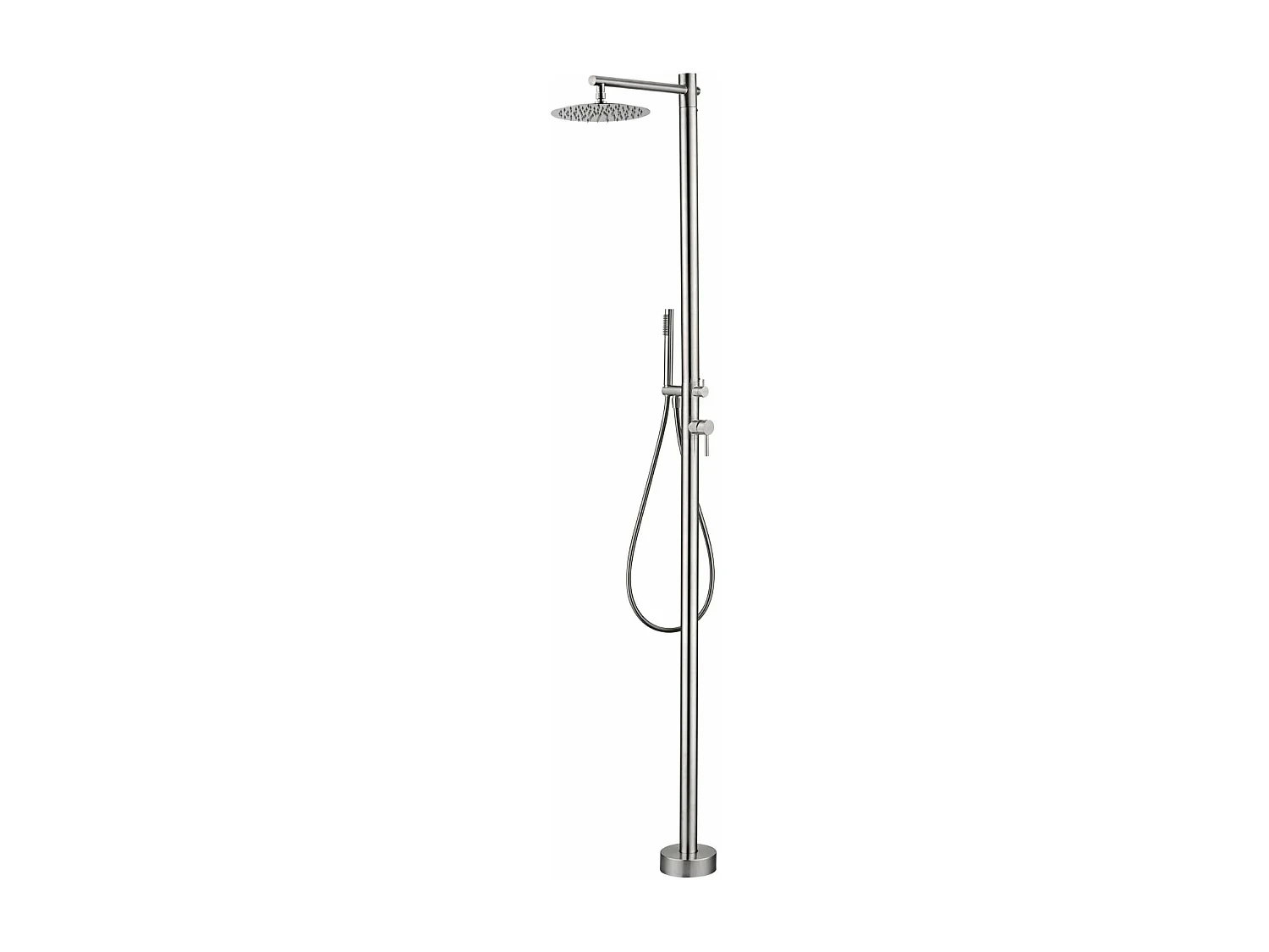Douche de piscine Kansas en Acier Inox.S316 – Tête Ø25cm /Corps Ø50mm/H. 2,20m – Garantie 10 ans - POOLIMEX