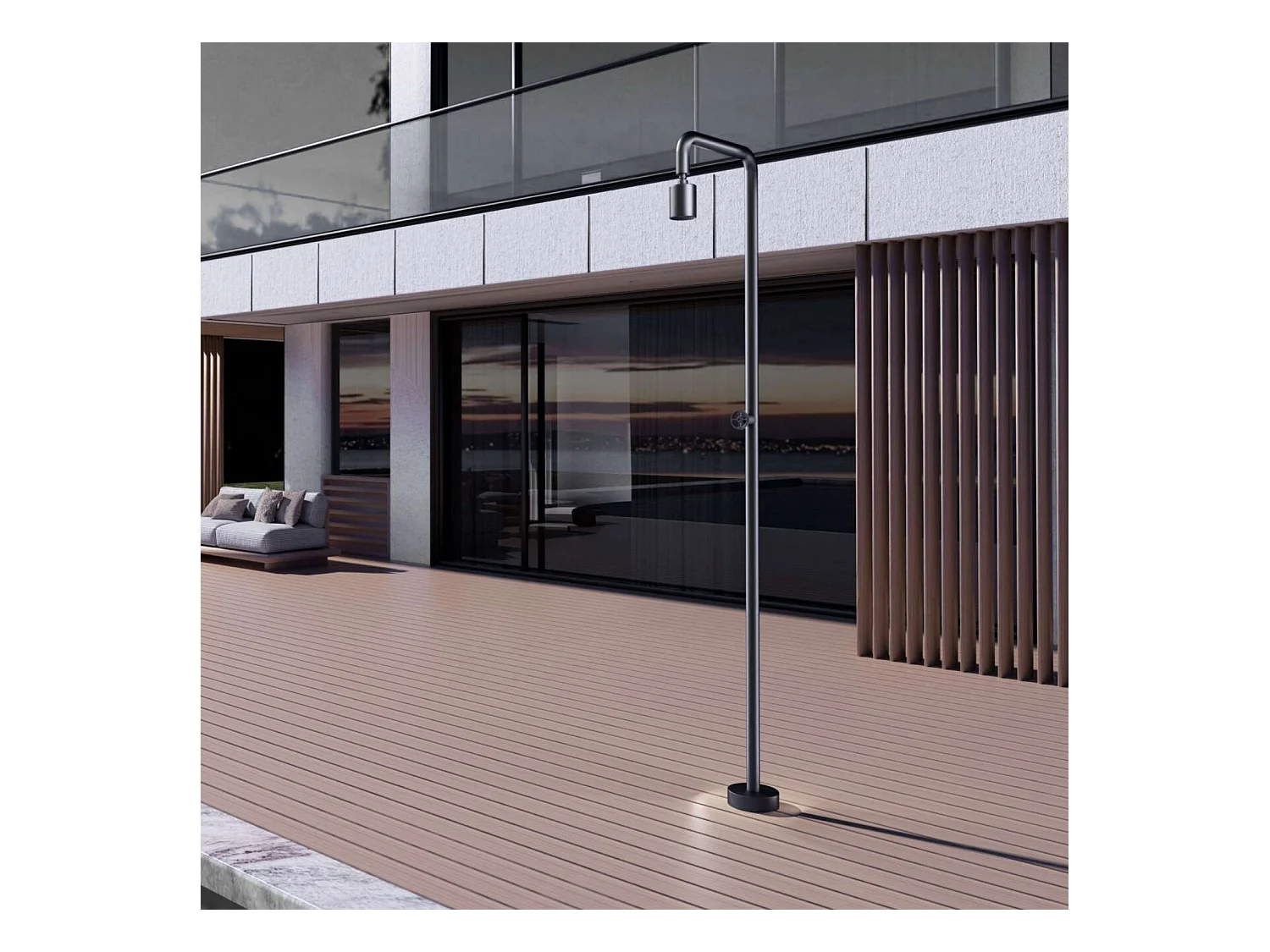 Douche de piscine Pool en Acier Inox.S316  Gris Cobalt – Tête Ø80mm /Corps Ø42mm/H. 2,36m – Garantie 10 ans - POOLIMEX