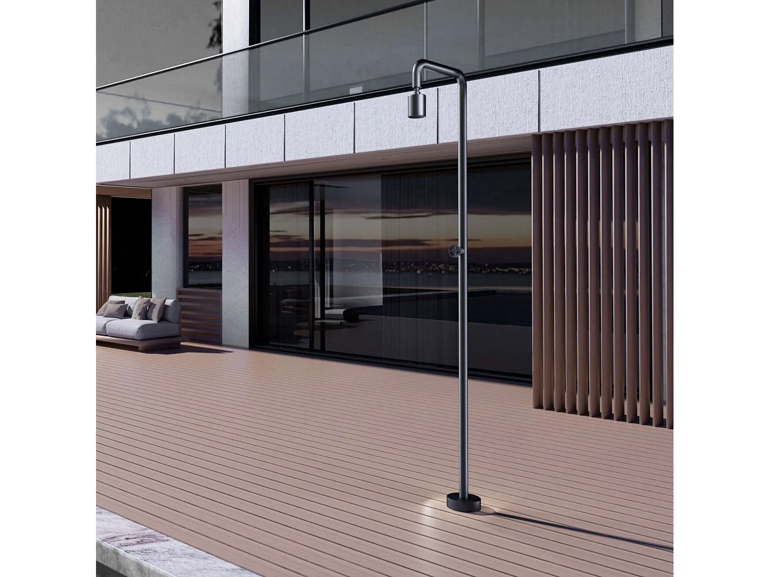 Douche de piscine Pool en Acier Inox.S316  Gris Cobalt – Tête Ø80mm /Corps Ø42mm/H. 2,36m – Garantie 10 ans - POOLIMEX