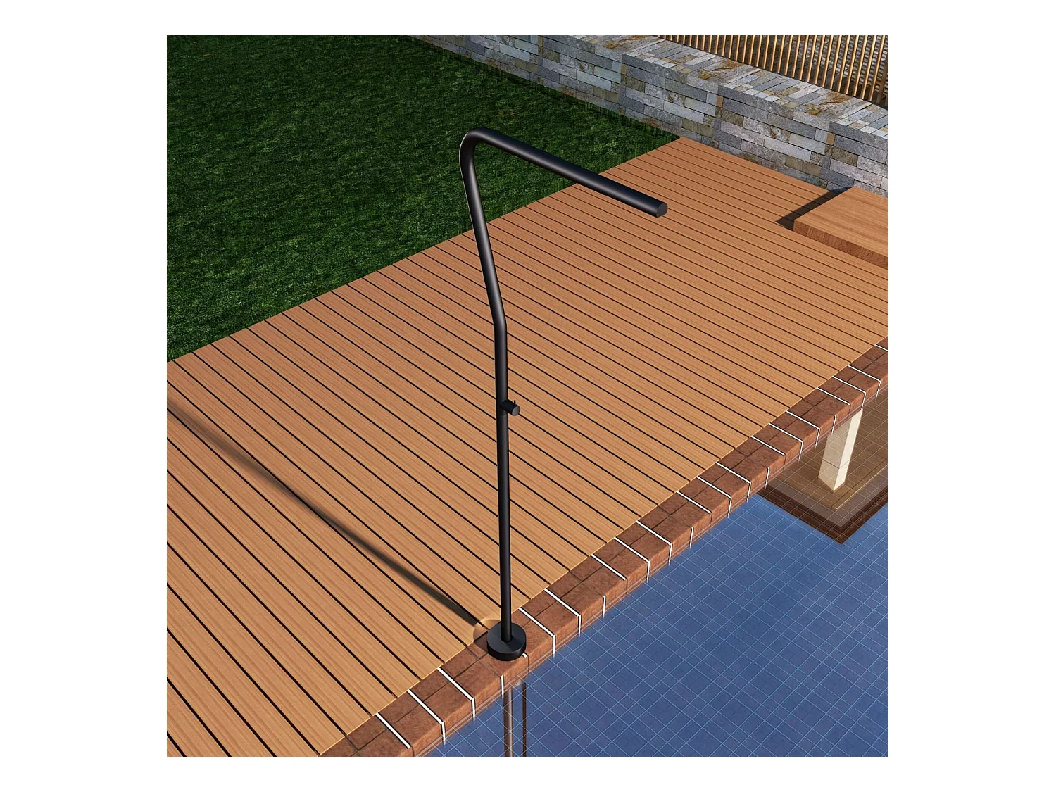 Douche de piscine Nevada en Acier Inox.S316 Noir Mat – Tête Ø42mm /Corps Ø42mm/H. 2,18m – Garantie 10 ans - POOLIMEX