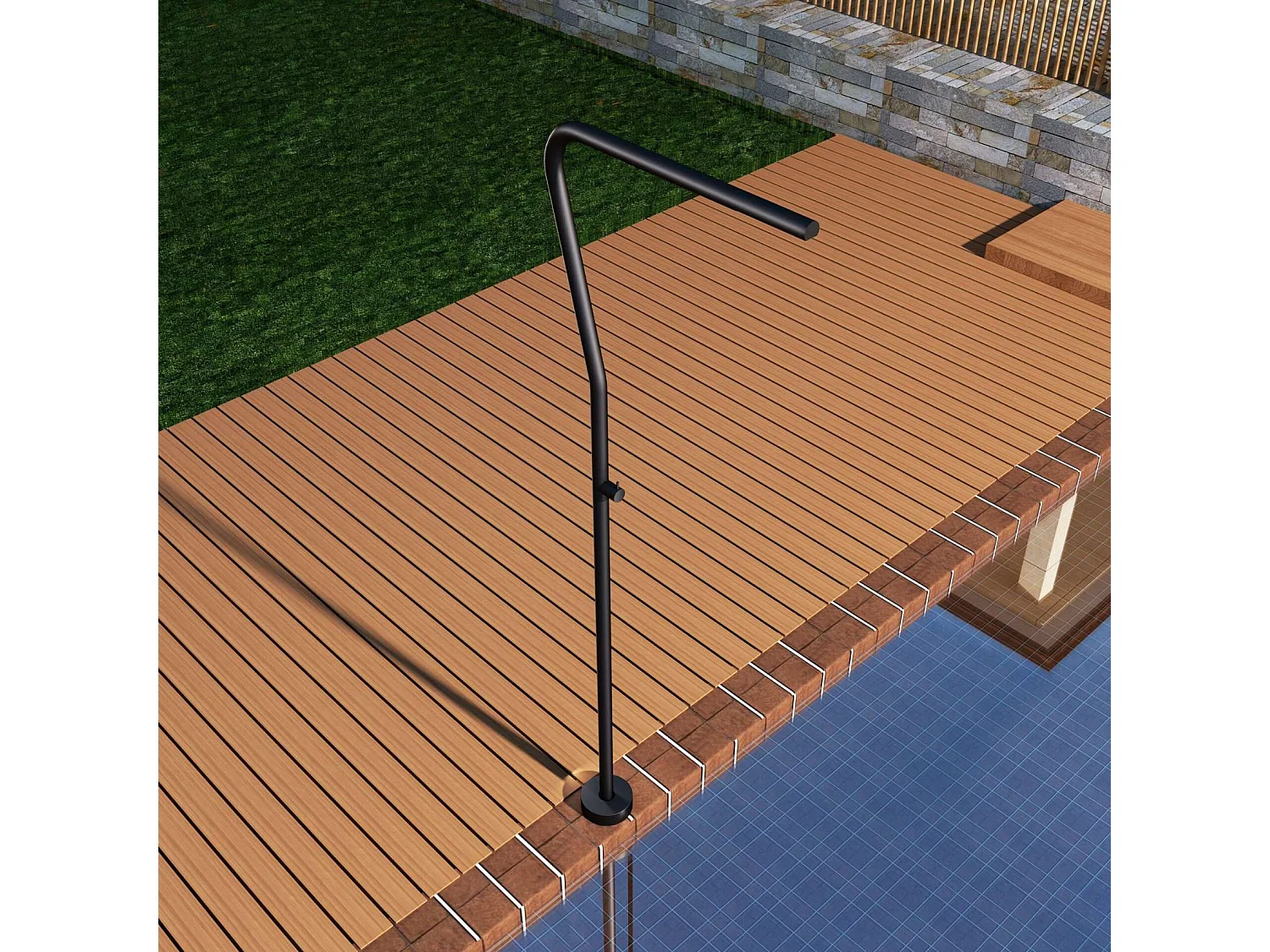 Douche de piscine Nevada en Acier Inox.S316 Noir Mat – Tête Ø42mm /Corps Ø42mm/H. 2,18m – Garantie 10 ans - POOLIMEX