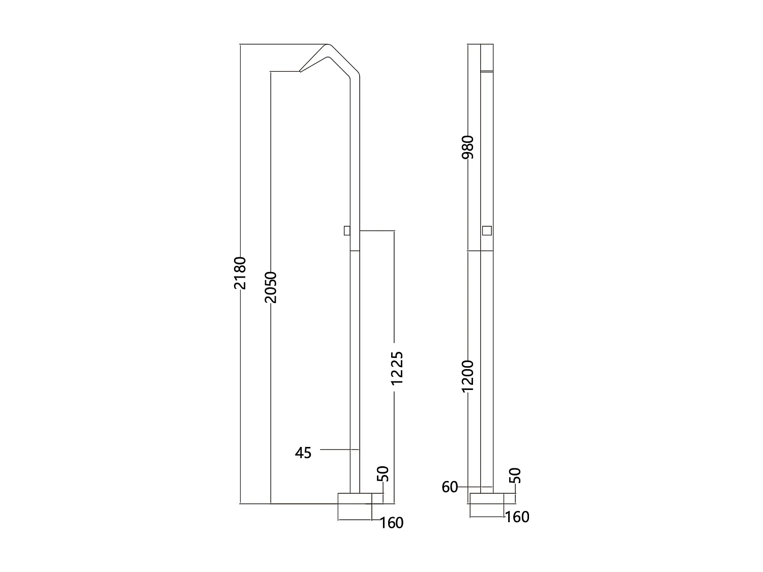 Douche de piscine Niagara en Acier Inox.S316 Rose Corail – Tête 60x45mm /Corps 60x45mm/H. 2,18m – Garantie 10 ans - POOLIMEX