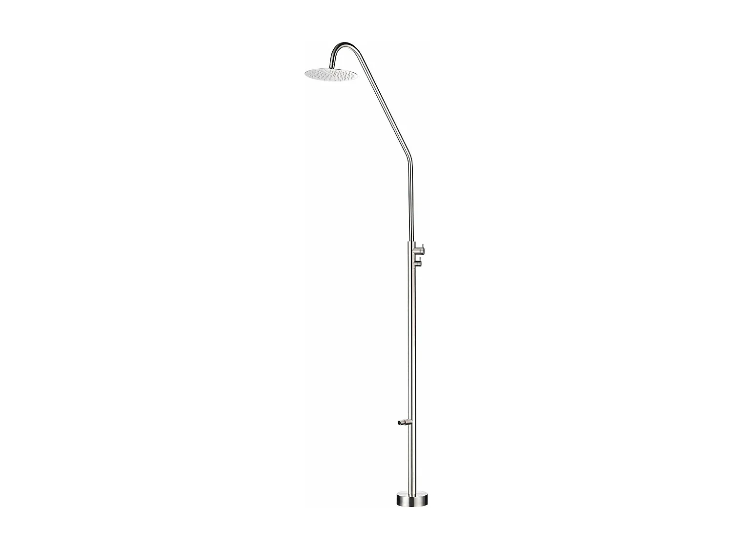Douche de piscine Dakota en Acier Inox.S316 – Tête Ø25cm /Corps Ø42mm/H. 2,32m – Garantie 10 ans - POOLIMEX