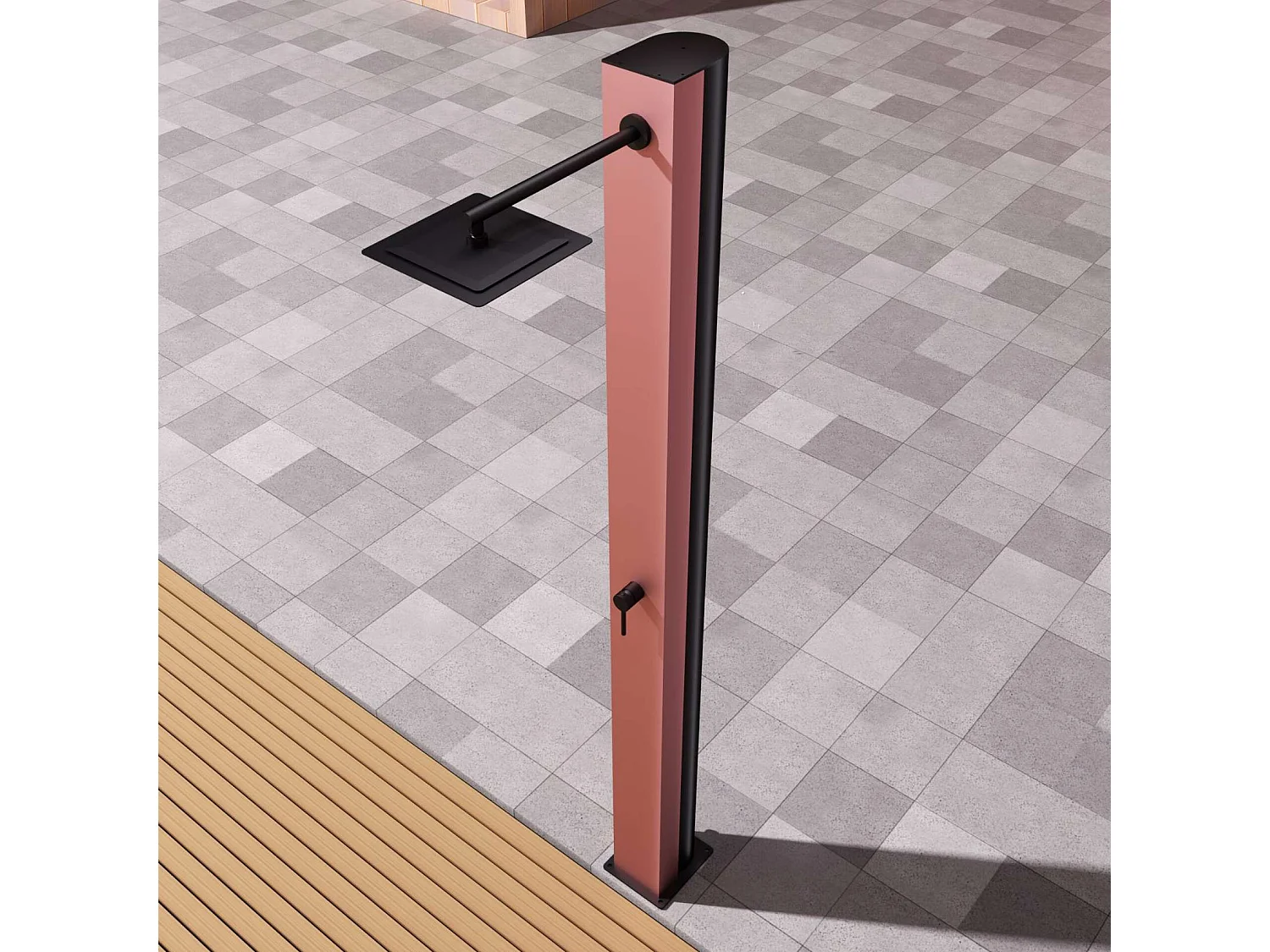 Douche de piscine Phoénix en Acier Inox.S316 Rose Corail - Solaire – Tête 25x25cm /Corps 20x20cm/H.2,21m – POOLIMEX