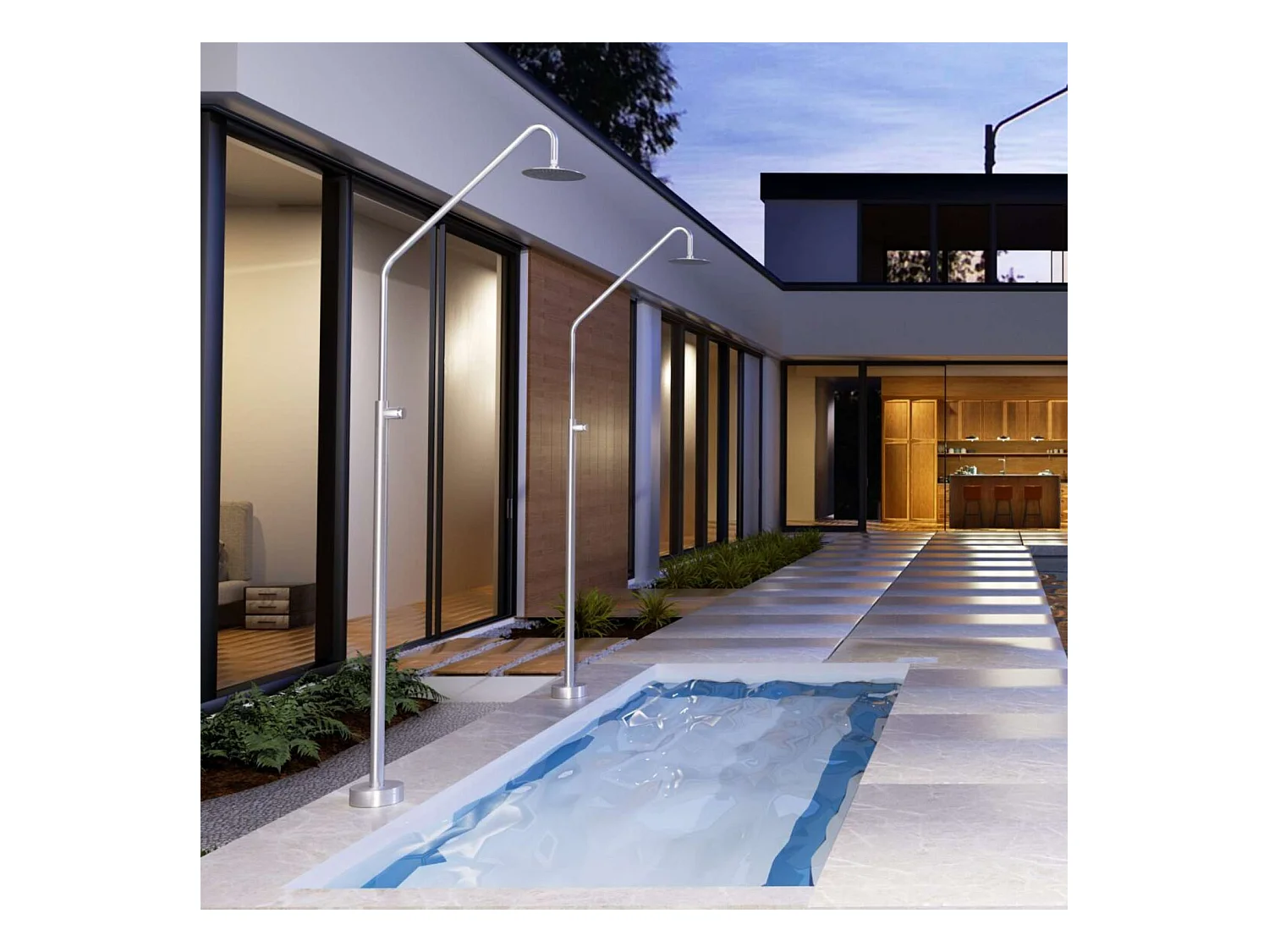 Douche de piscine Alaska en Acier Inox.S316 – Tête Ø25cm /Corps Ø42mm/H. 2,25m – Garantie 10 ans - POOLIMEX