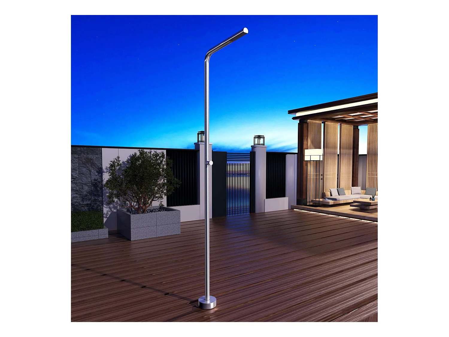 Douche de piscine Texas en Acier Inox.S316 – Tête Ø42mm /Corps Ø42mm/H. 2,20m – Garantie 10 ans - POOLIMEX