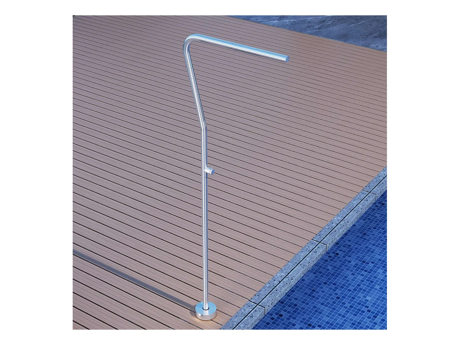 Douche de piscine Nevada en Acier Inox.S316 – Tête Ø42mm /Corps Ø42mm/H. 2,18m – Garantie 10 ans - POOLIMEX