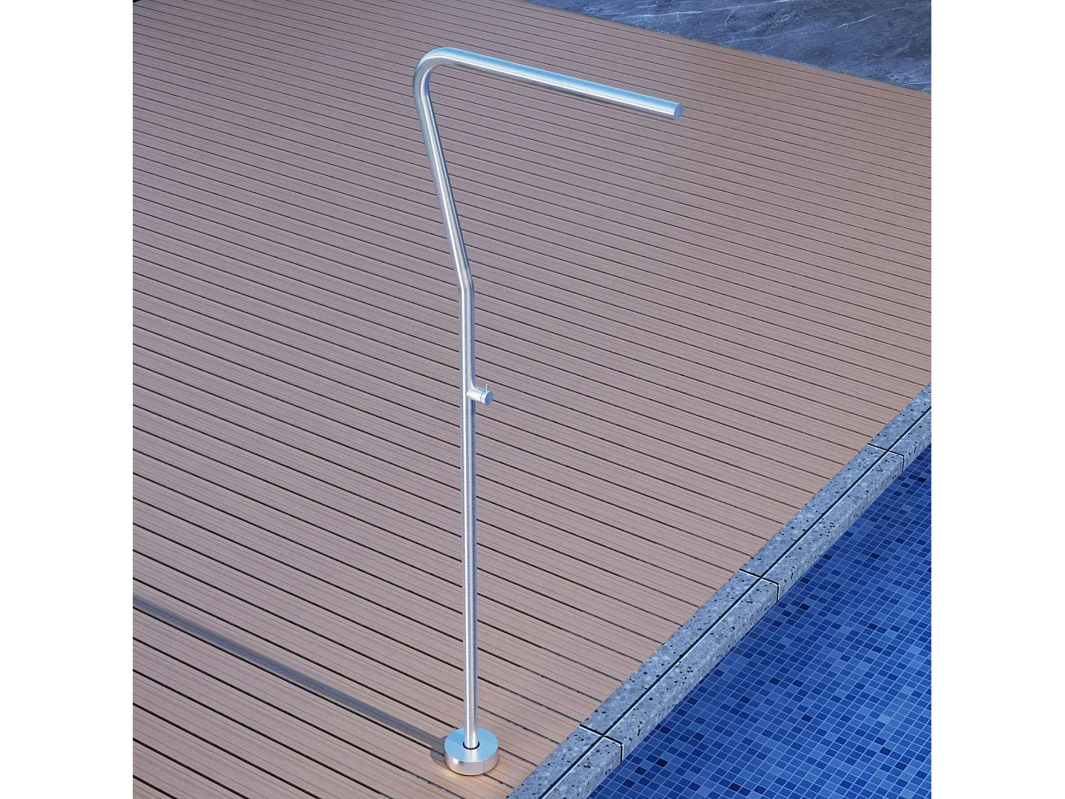 Douche de piscine Nevada en Acier Inox.S316 – Tête Ø42mm /Corps Ø42mm/H. 2,18m – Garantie 10 ans - POOLIMEX