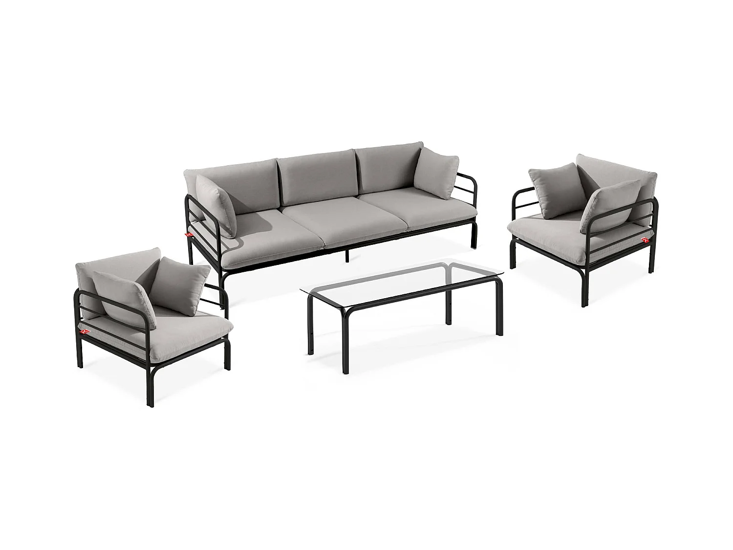 Ensemble de jardin RAMBE anthracite et gris, dimensions 225x80x80 cm, design moderne