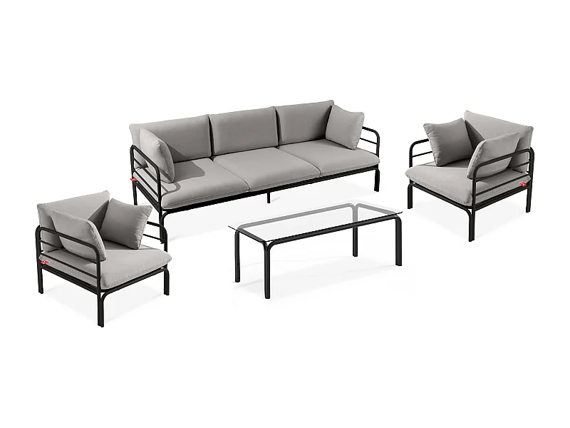 Garten-Sitzgruppen RAMBE anthrazitgrau und grau, Maße 225x80x80 cm, modernes Design