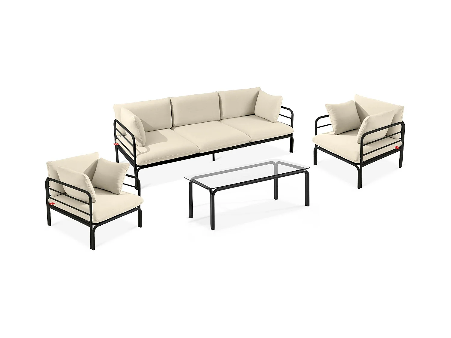 Ensemble de jardin RAMBE gris et blanc cassé, dimensions 225x80x80 cm, grand confort