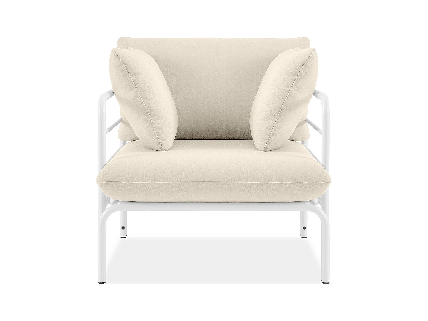 Ensemble de jardin RAMBE blanc et blanc cassé, dimensions 225x80x80 cm, parfait pour grands espaces