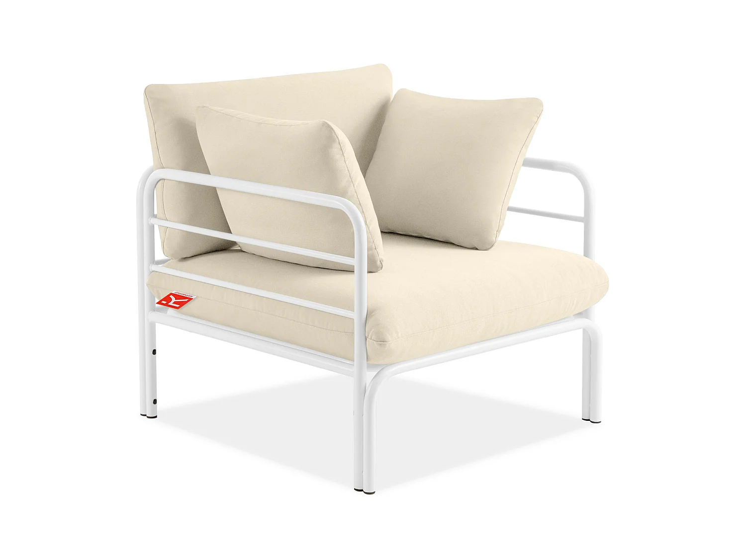 Ensemble de jardin RAMBE blanc et blanc cassé, dimensions 225x80x80 cm, parfait pour grands espaces