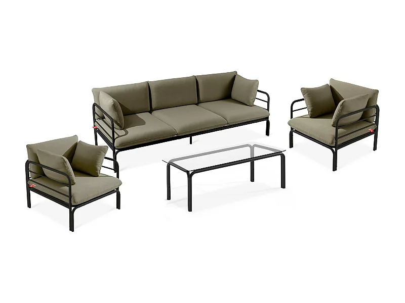 Ensemble de jardin RAMBE anthracite et beige, dimensions 225x80x80 cm, style élégant