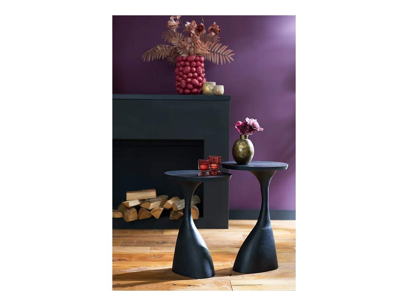 Table d'appoint MACAU - 40x33x61cm - Noir