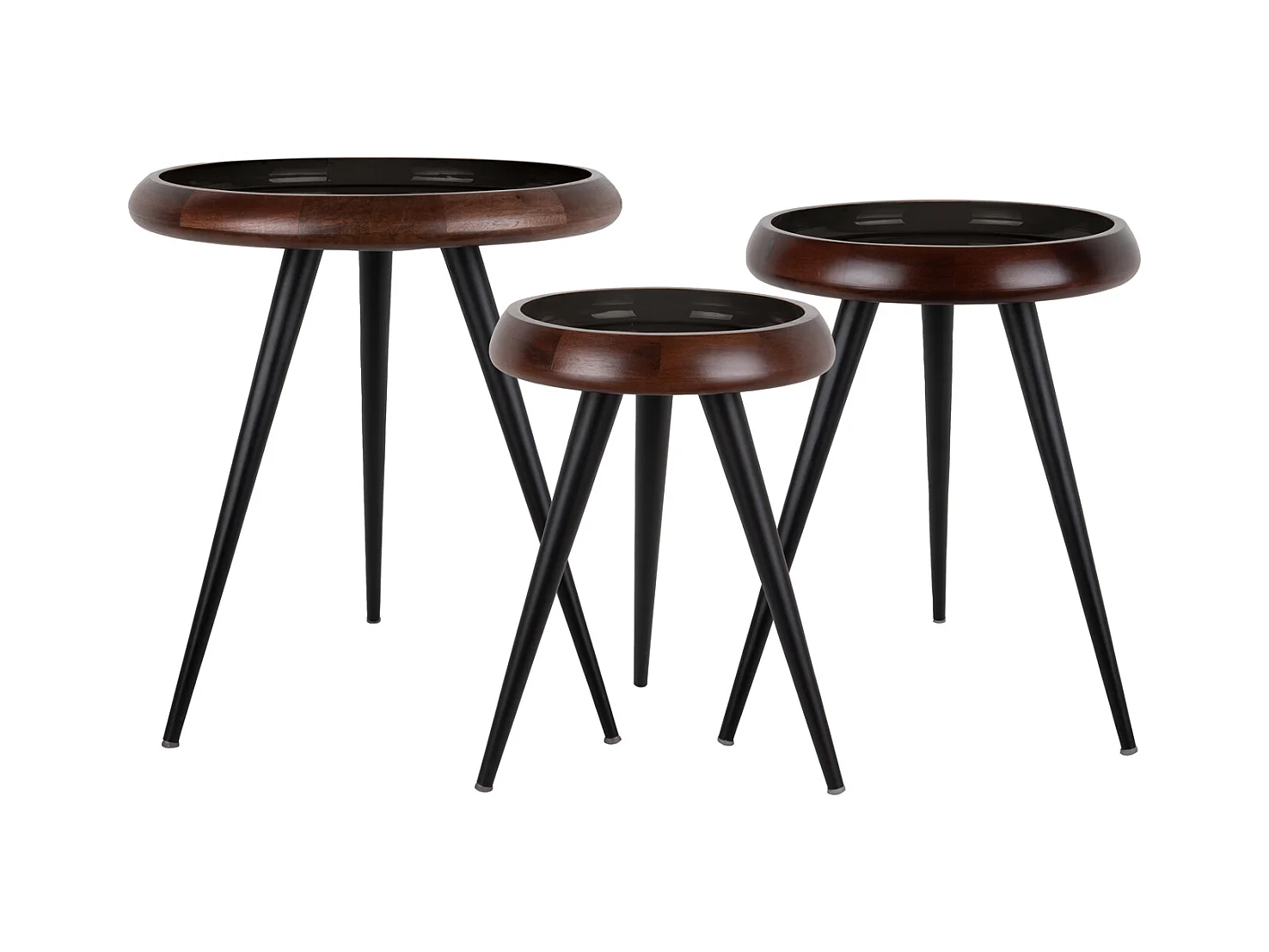 Table d'appoint trépied - Noir - Lot de 3