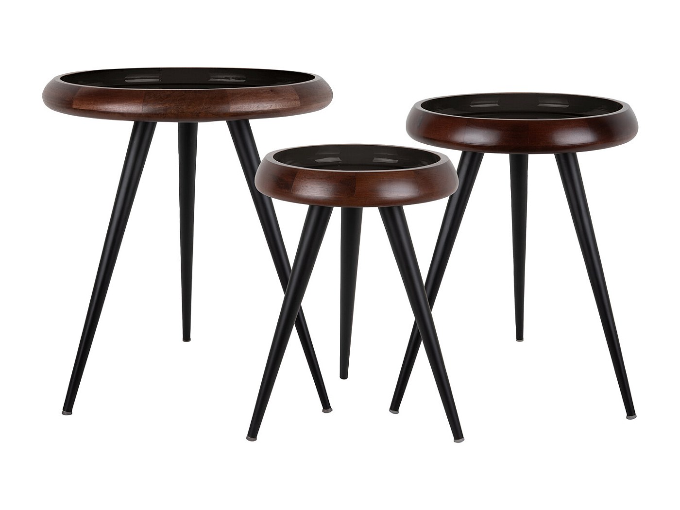 Table d'appoint trépied - Noir - Lot de 3