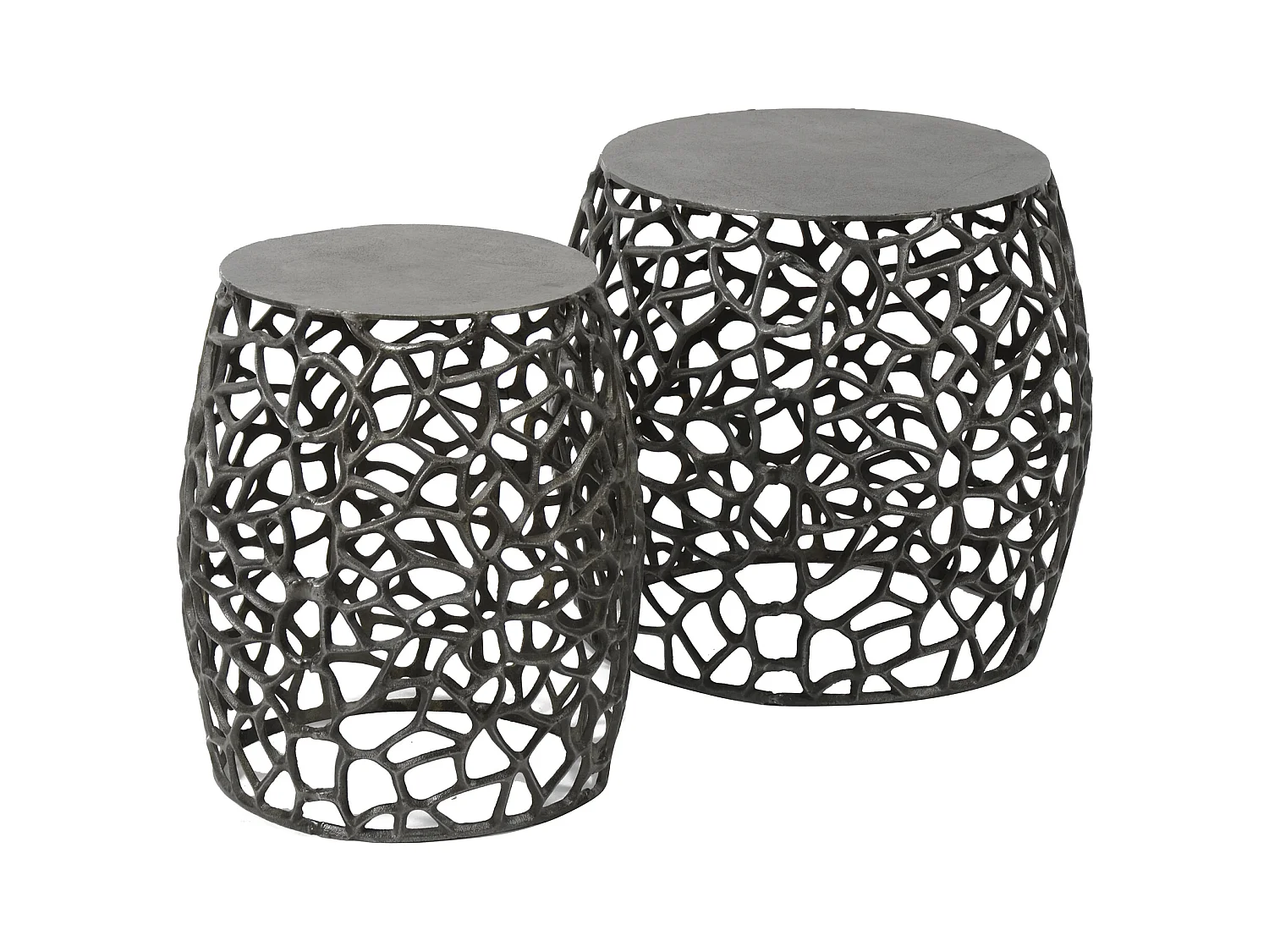 Bijzettafel Maze set van 2 - Zandgegoten - Zwart/ Grijs Nikkel