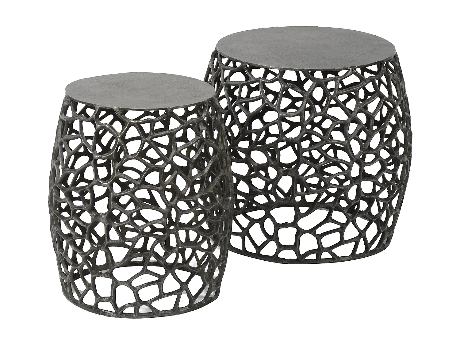 Table d'appoint Maze, lot de 2 - Fonte sable - Noir/Gris Nickel