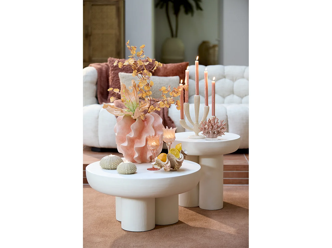 Table d'appoint MIZUHO - Ø50x47cm - Blanc