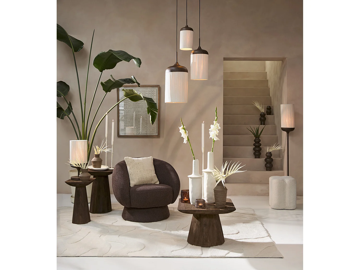 Table d'appoint DEGO - Ø45x59cm - Marron