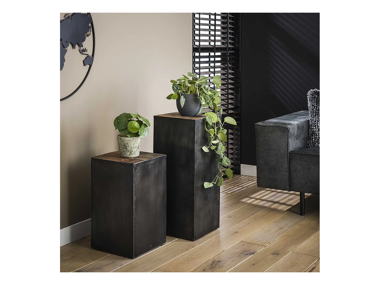 Table à fleurs 50 Raft - Colonne à fleurs - Métal noir - 30x30x50