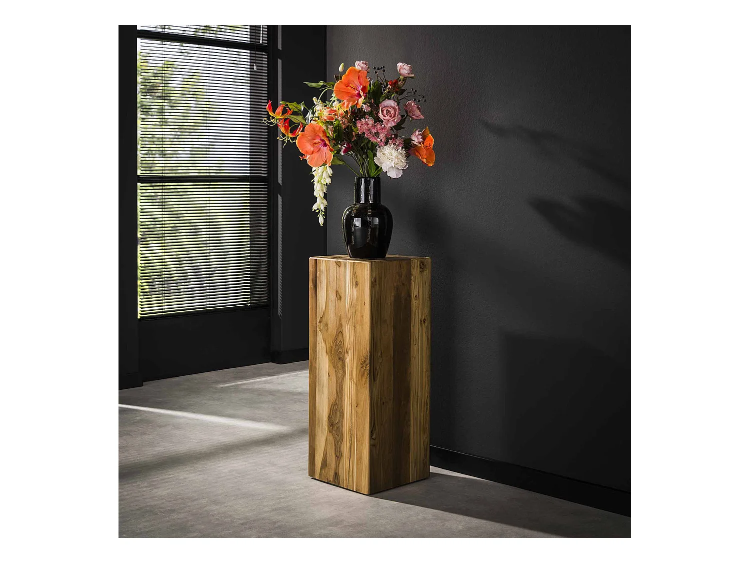 Colonne de fleurs en teck massif recyclé 85 cm