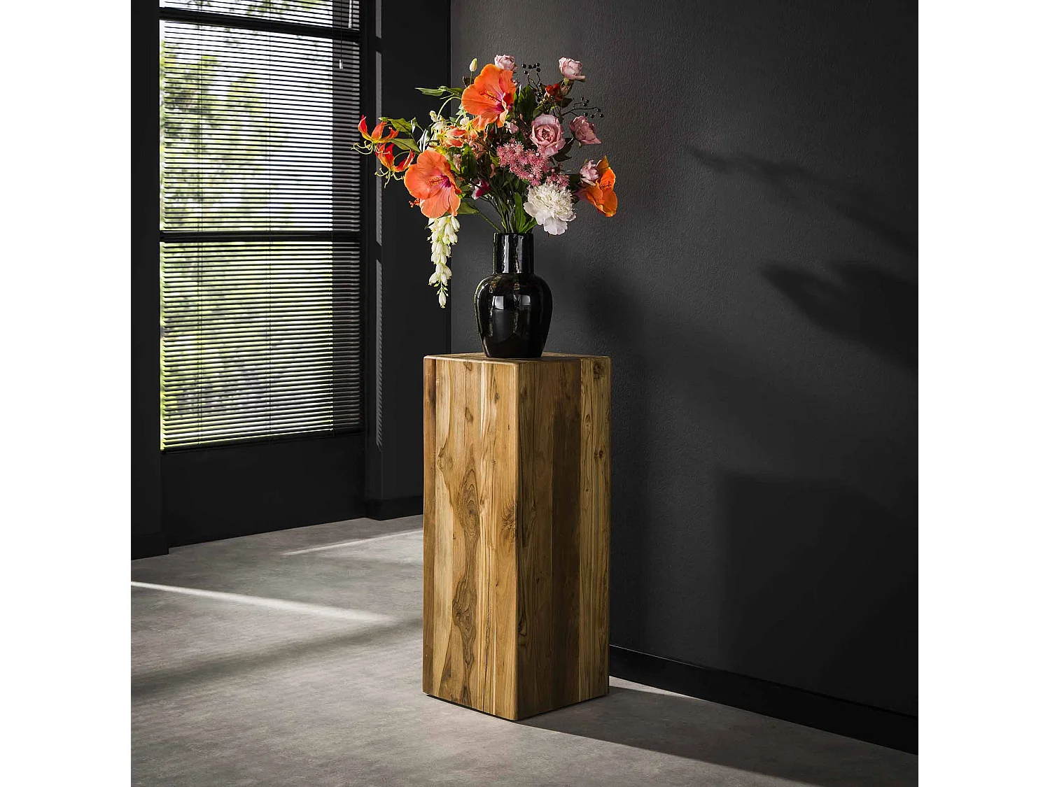 Colonne de fleurs en teck massif recyclé 85 cm