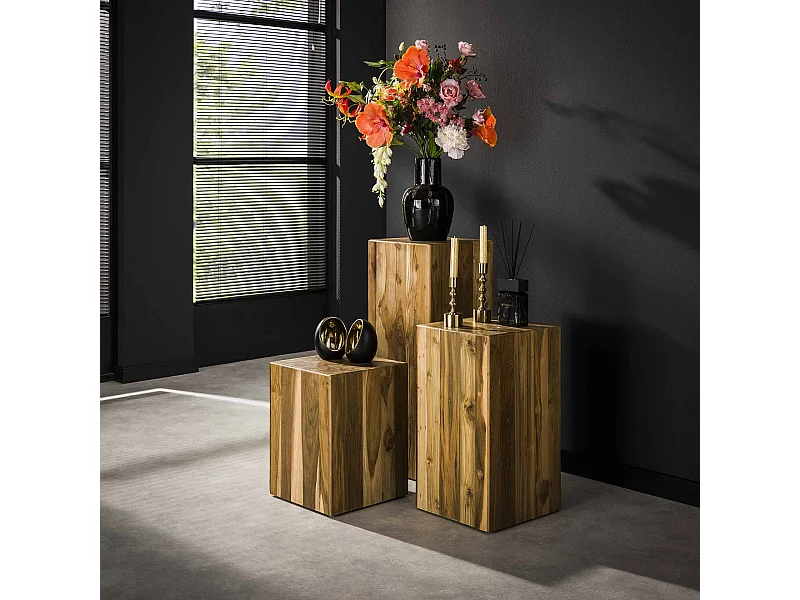 Colonne de fleurs en teck massif recyclé 85 cm